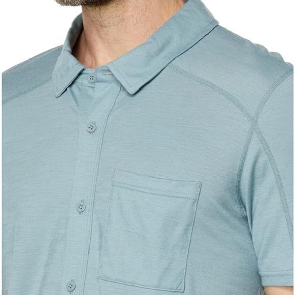 Smartwool Blue Gray Merino Sport 150 Gorpcore Short Sleeve Polo Shirt Sz XXL - Picture 2 of 10